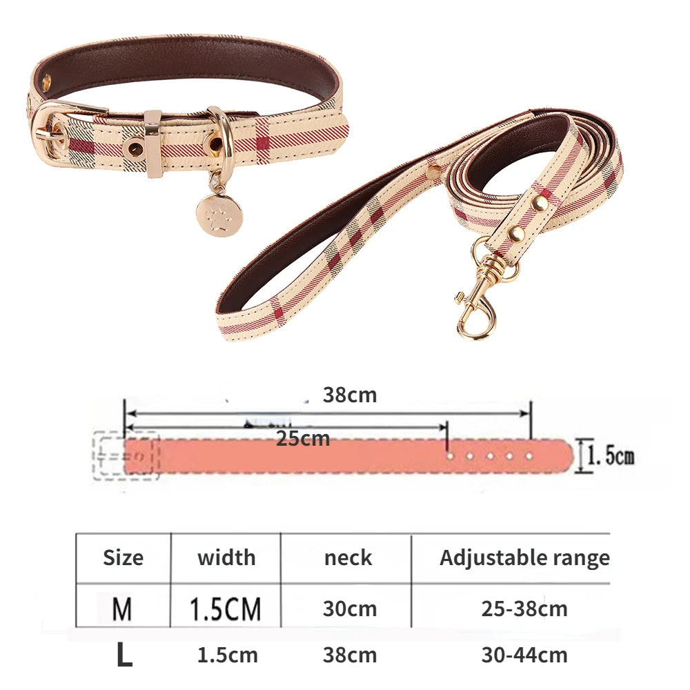 Leather Fashion Pet Collar and Leash